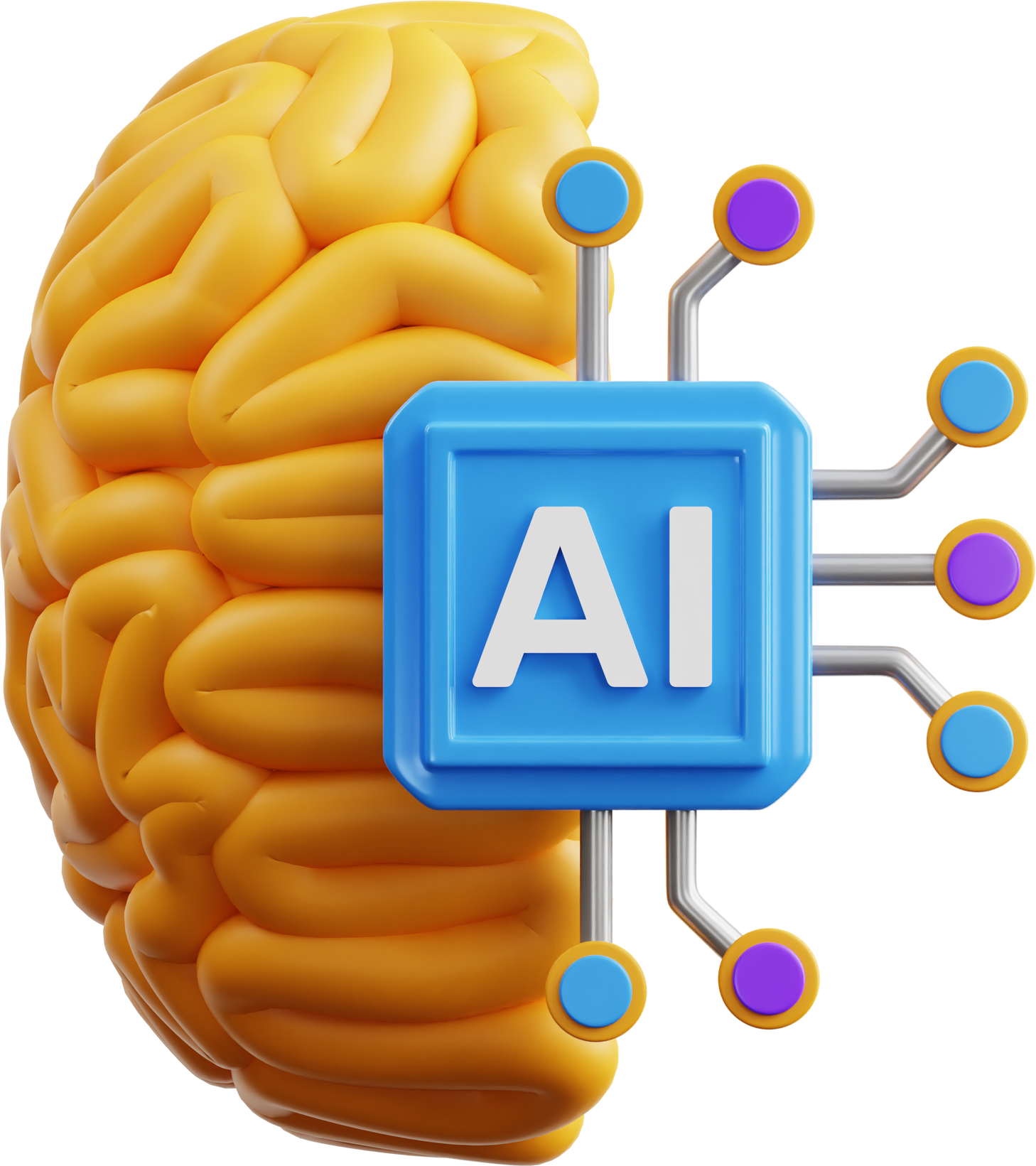 3D Artificial Intelligence Brain Illustration